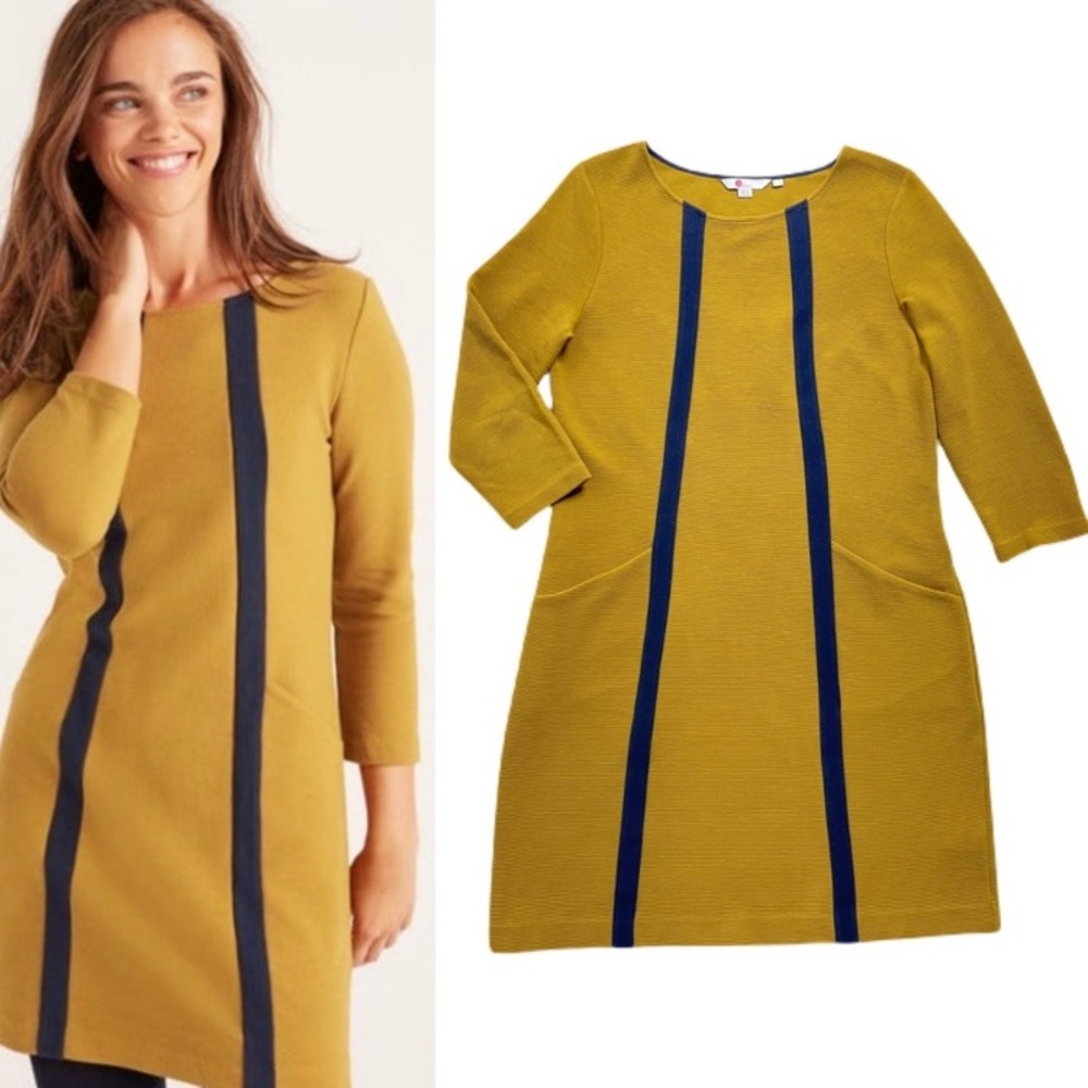 Boden Yellow and Blue Long Sleeve Dress